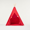 Teepee Play Tent Red and Fluorescent Stars with Cushion