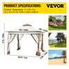VEVOR Outdoor Canopy Gazebo Tent, Portable Canopy Shelter with 12'x12' Large Shade