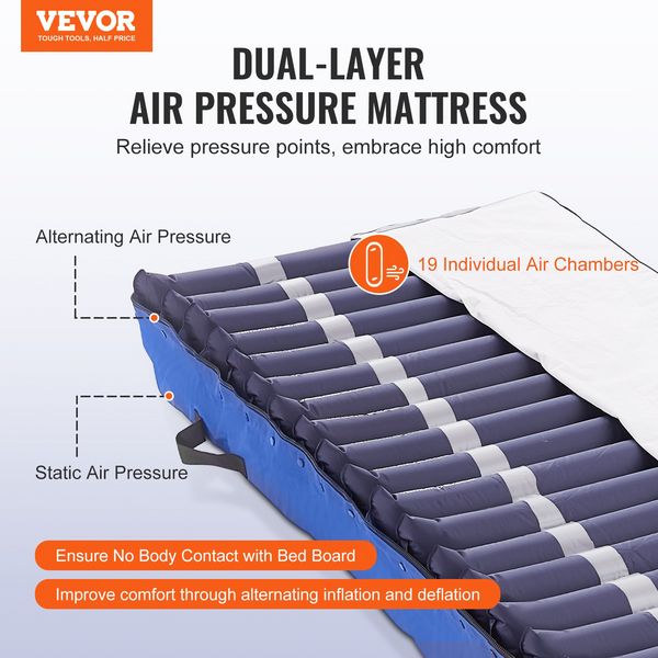 VEVOR Alternating Air Pressure Mattress, Dual-Layer Alternating Pressure Pad
